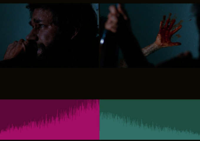 Das Bild zeigt zwei Screenshots und eine visuelle Darstellung des akustischen Stilmittels: Rampe.